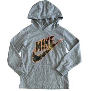 NIKE Boys Gray and Camo Lightweight Hooded Top Size 7
